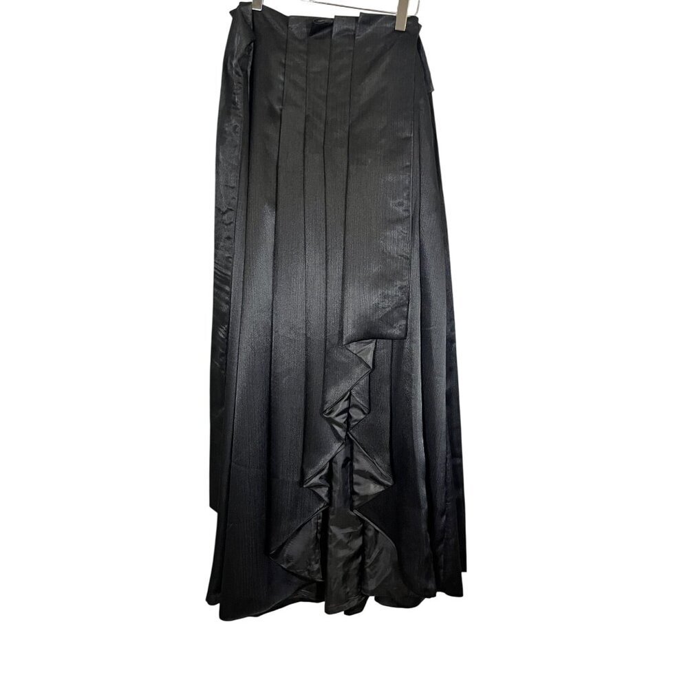 Handmade Satiny Paper Bag Neutral Maxi Skirt Black L Wedding Formal Classic Chic